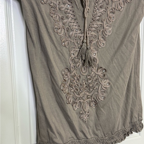 INC International Concepts Cream Ruffled Puff Sleeve Top - Picture 5 of 7